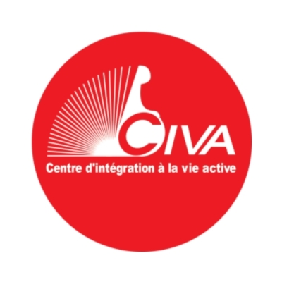Logo rouge et blanc du CIVA, Centre d’intégration à la vie active.