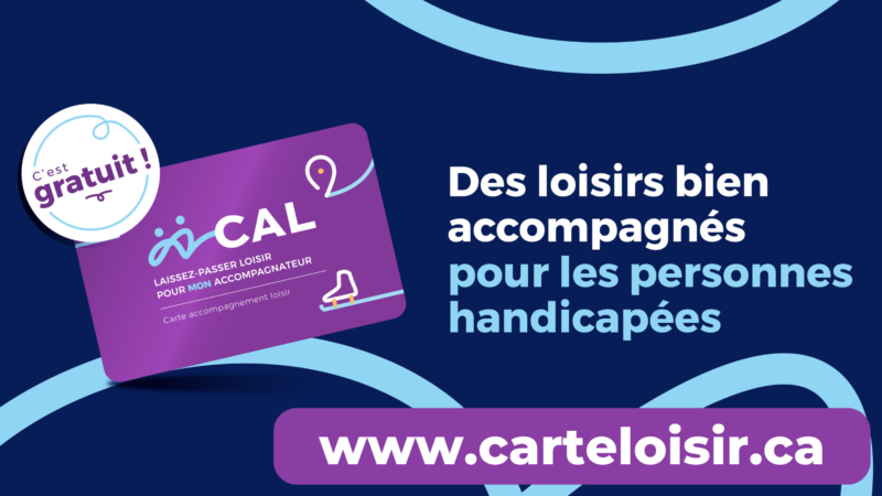 Carte Loisirs de Chalets Lanaudière offrant des loisirs accessibles aux personnes handicapées, avec accès gratuit.